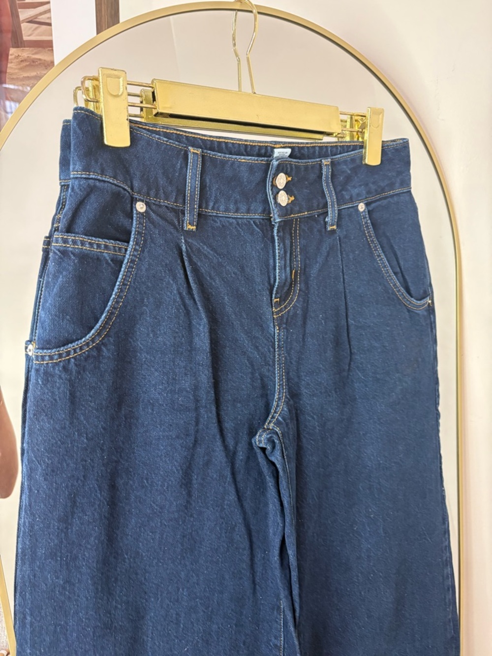 Forever 21 premium High-Waist ultra Wide Leg Jeans - Dark Blue - Picture 2 of 4
